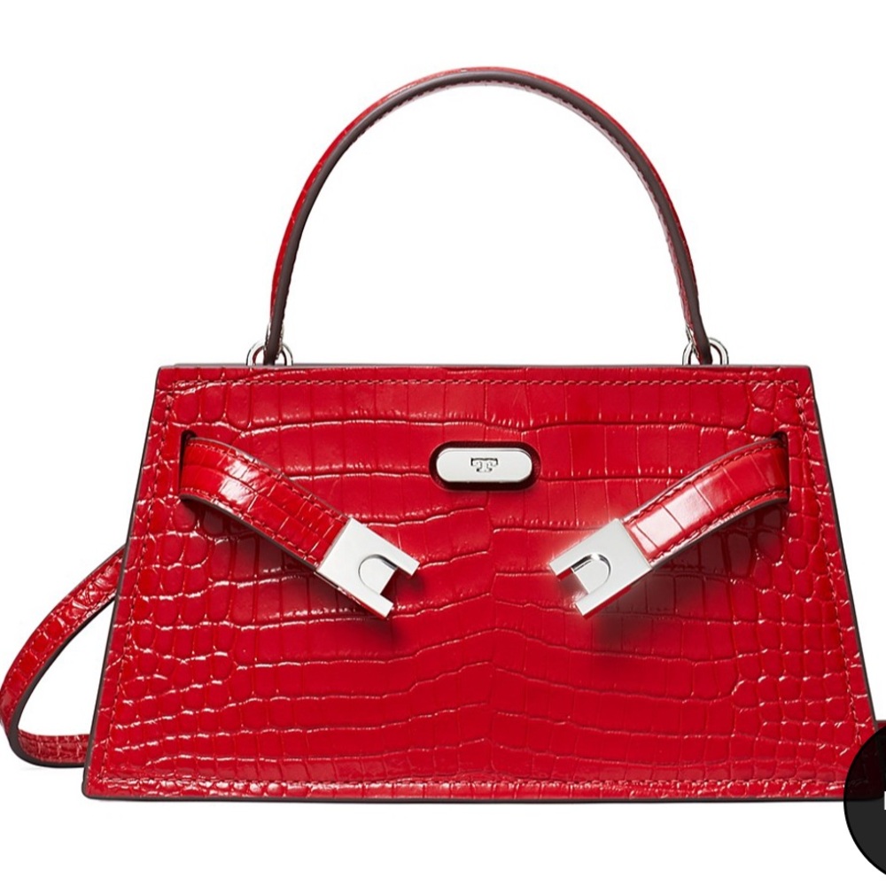 Tory Burch Lee Radziwill Croc Mini Top Handle Bag - Picture 3 of 4
